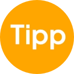 Icon Tipp mit orangenem Hintergrund