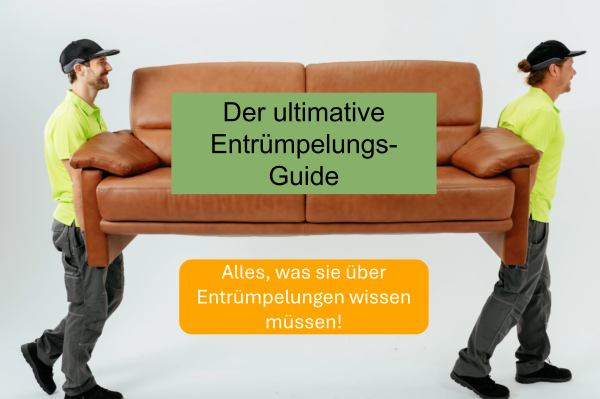 Zwei Entrümpler tragen eine Couch.