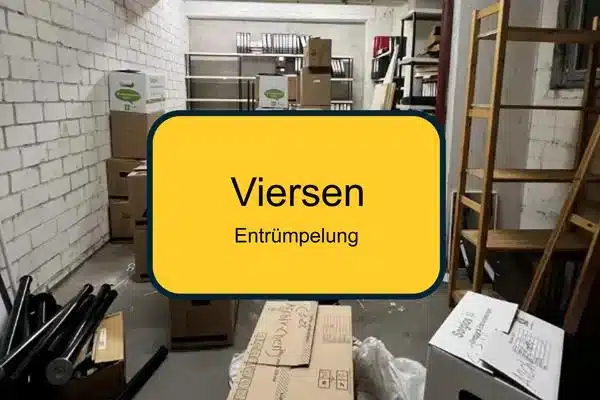 Kellerraum mit Gerümpel und Ortschild von Viersen