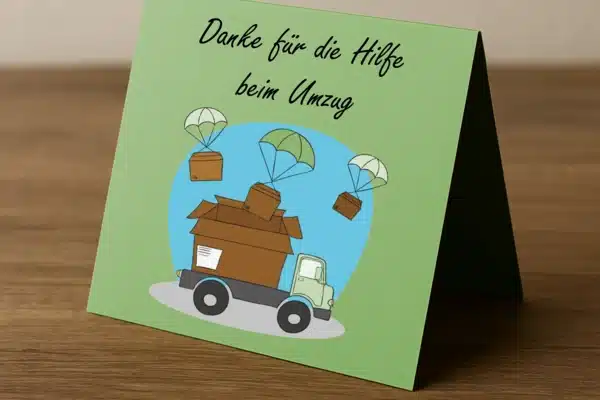 Eine Dankeschön-Karte für Umzugshelfer