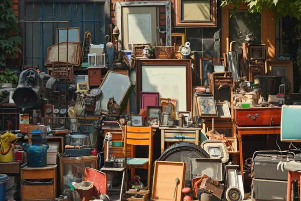 Sperrmüll und Hausrat stehen vor einem Haus