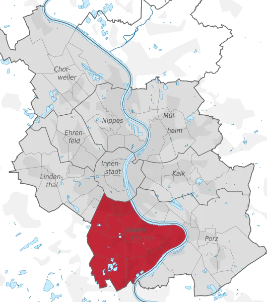 Stadtteil Köln Rodenkirchen auf einer Karte
