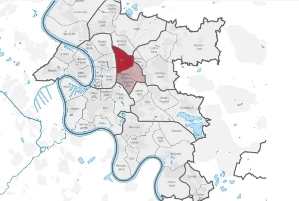 Düsseldorf Stadtteil Düsseltal auf der Karte